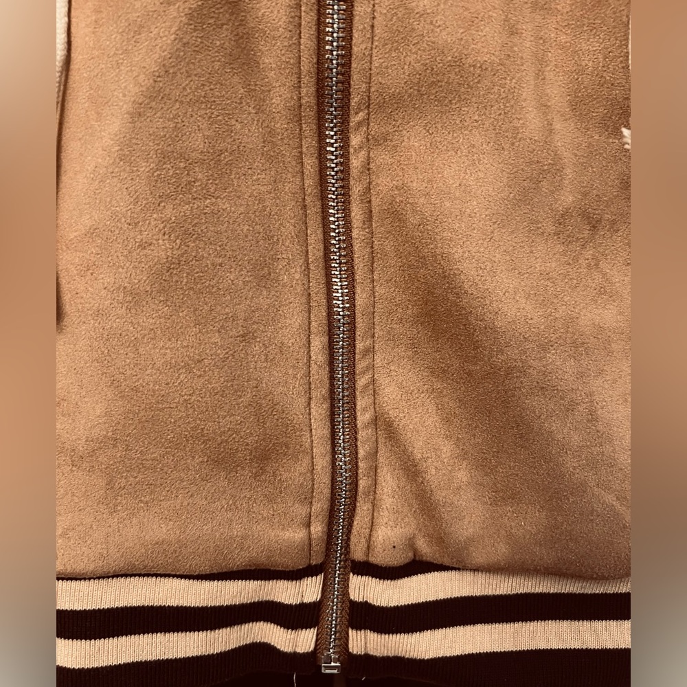 POL Camel FAUX SUEDE VARSITY Jacket SIZE SMALL Brand NEW - Picture 4 of 9